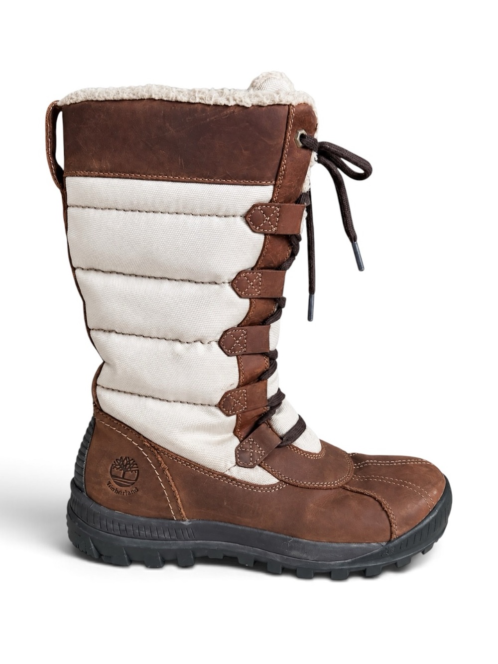 Timberland Mt Hayes Tall Waterproof Insulated Winter Snow Boots Brown Cream 10